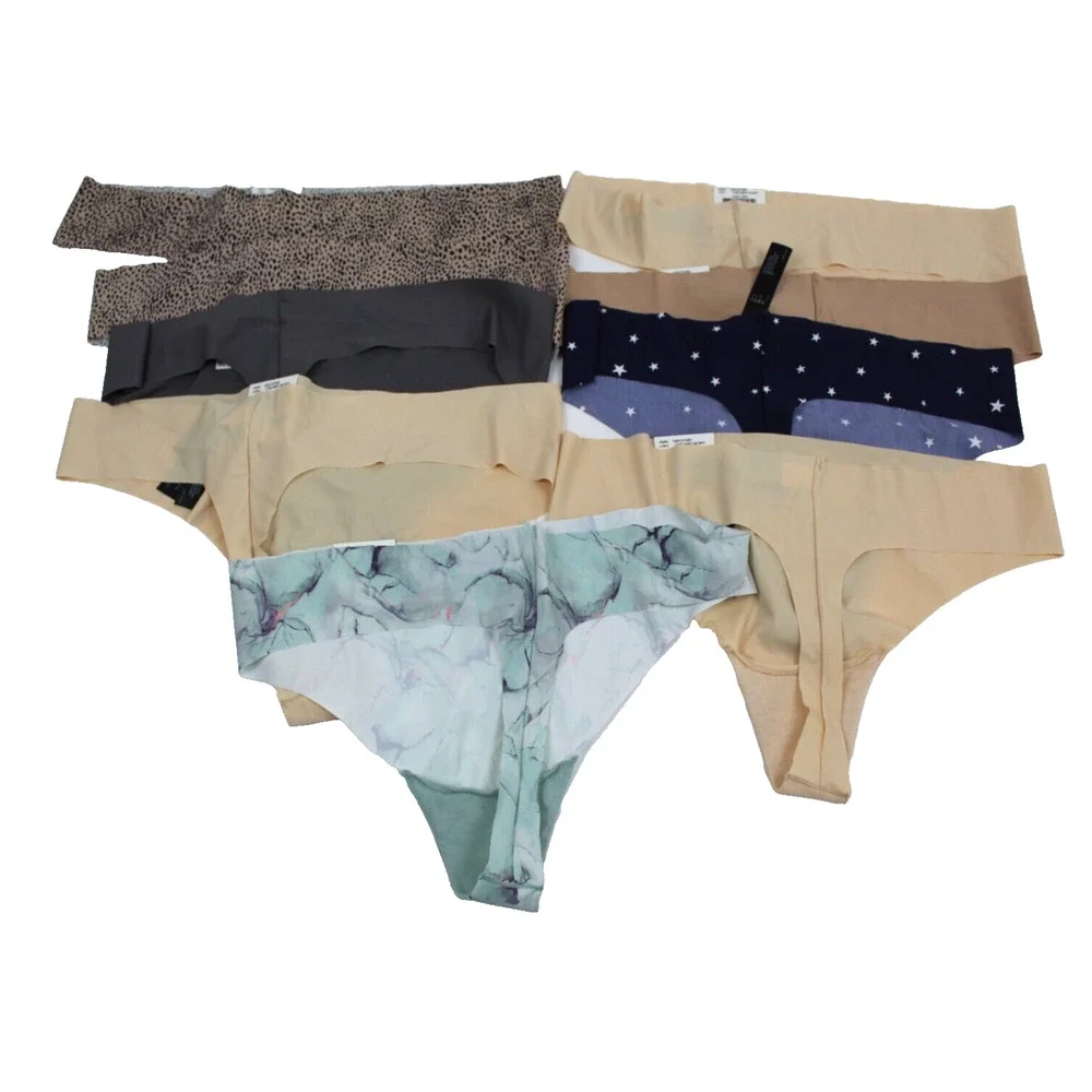 Lot Thong Panties Underwear 9 Alfani Womens XL Gray Leopard Beige Blue Nude